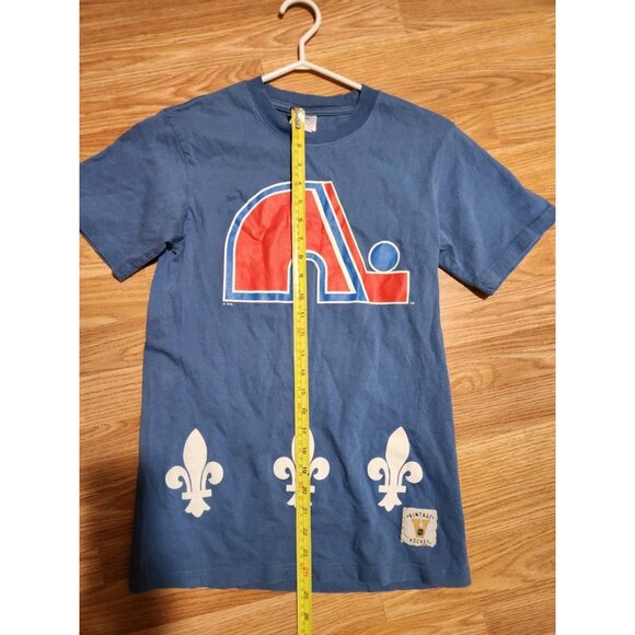 Quebec Nordiques NHL T-Shirt Bulletin Prima Cotton Small Blue Pre-Owned - Picture 6 of 9